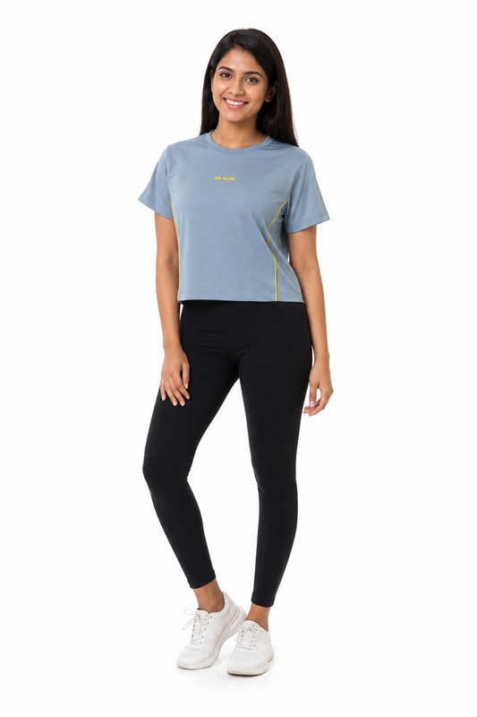 Women's blue graphic T-shirt with front print