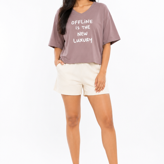Women's lilac graphic T-shirt with front print