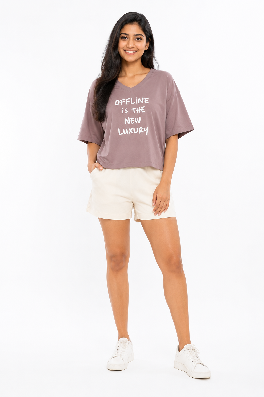 Women's lilac graphic T-shirt with front print