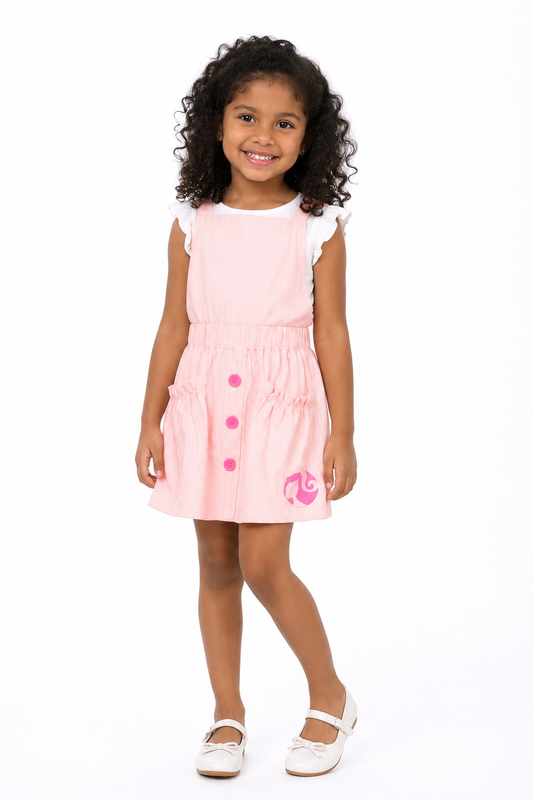 Girls' light pink button-detail skirt - Light Pink variant