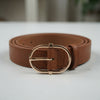 Brown classic oval buckle fashion belt