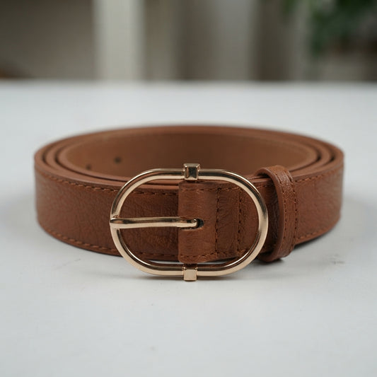 Brown classic oval buckle fashion belt