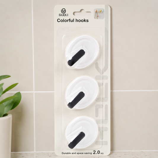 White adhesive wall hook set