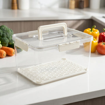 Clear fridge produce keeper with handle