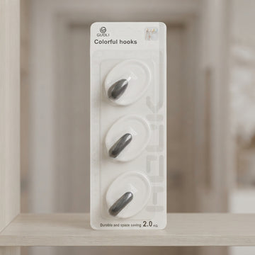 Silver adhesive wall hook set