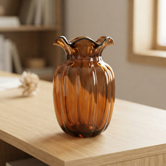 Tall Curved Glass Flower Vase main product view