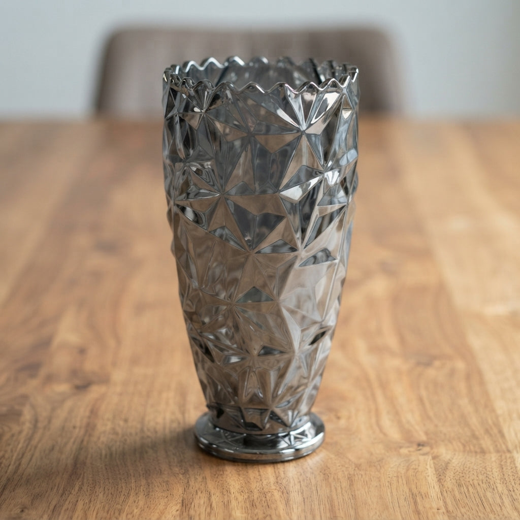 Mixed-Finish Metallic Glass Vase detail view 2