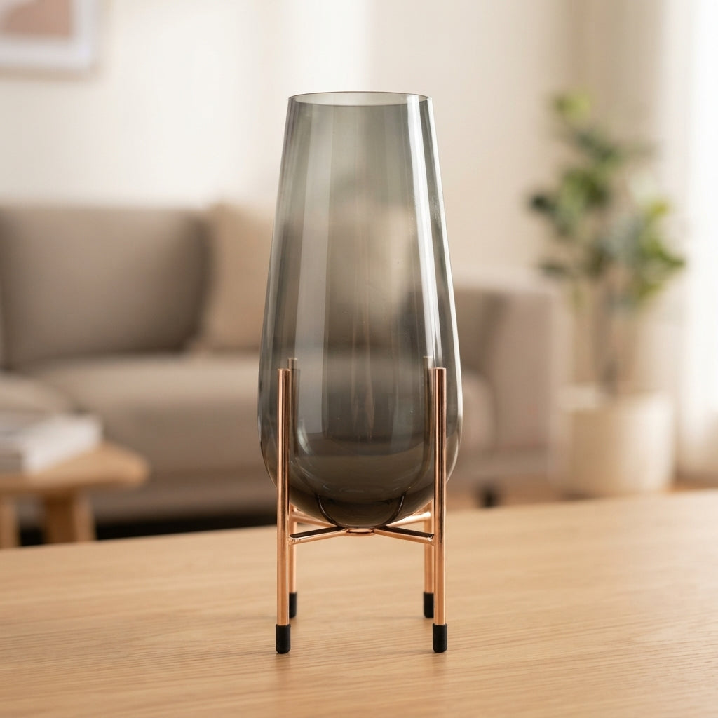 Tall Glass Vase with Gold Stand main product view