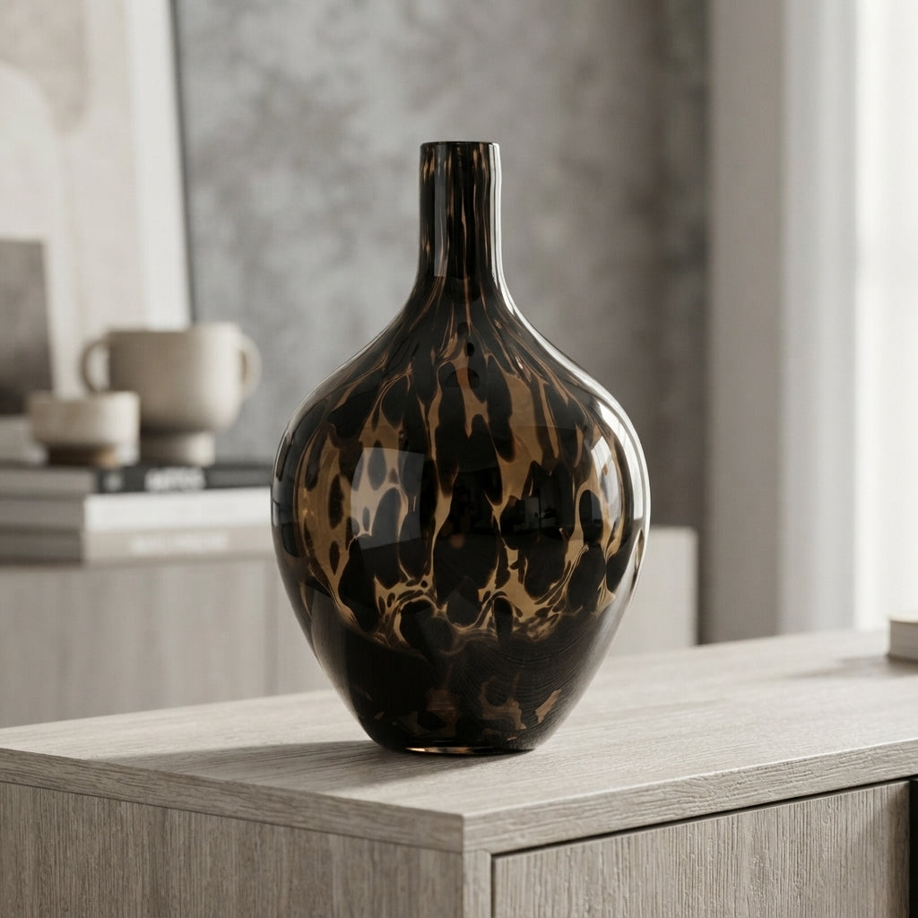 Dark-Tone Decorative Glass Vase detail view 2