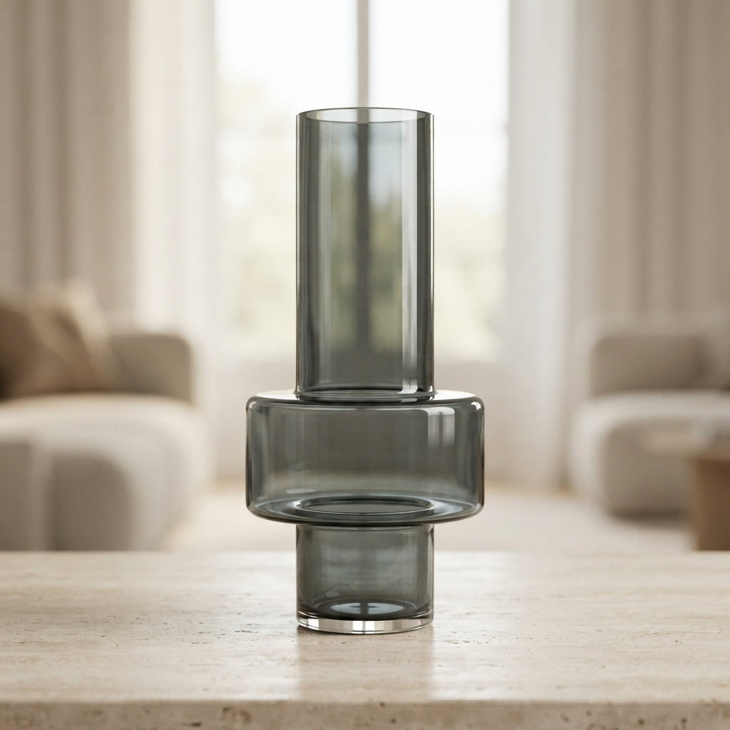 Tall Clear Decorative Glass Vase main product view