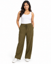 Cinnamon Isle Women's Elastic Drawstring Waist Wide-Leg Casual Pants - Front Standing View (Photo 1)