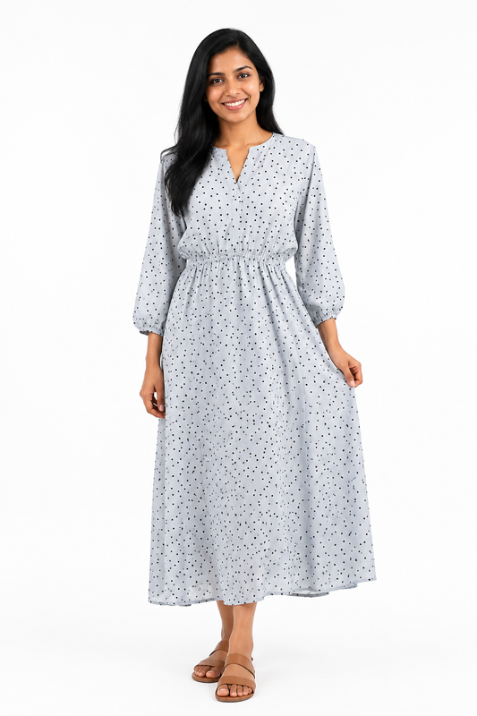 Women's elastic-waist maxi dress - Blue variant
