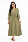 Nuvaara Women's Polka Dot Elastic Waist Flared Midi Dress - Full Length Standing View (Photo 2)