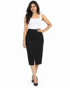 Isle Closet Women's High-Waisted Front-Slit Midi Pencil Skirt - Front Standing View (Photo 1)