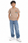 SnugBug Toddler & Boys Scooter Lion Graphic Crew Neck T-Shirt - Light Beige