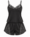 Wearmore Women's Lace-Trim Satin Camisole & Shorts Pajama Set - Front Laydown View (Photo 1)