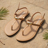 Nuvaara Women's Gold Bar T-Strap Buckle Ankle Flat Sandals - Top Pair View (Photo 2)