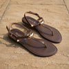 Nuvaara Women's Gold Bar T-Strap Buckle Ankle Flat Sandals - Top Pair View (Photo 3)