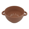 Ribbed double-handle ceramic soup bowl - Brown variant