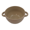 Ribbed double-handle ceramic soup bowl - Gray variant