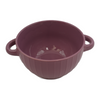Ribbed double-handle ceramic soup bowl - Purple variant
