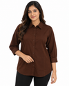 Isle Closet Women's 3/4 Sleeve Button-Down Collared Blouse - Front View (Photo 1)