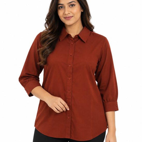 Isle Closet Women's 3/4 Sleeve Button-Down Collared Blouse - Front View (Photo 3)
