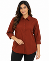 Isle Closet Women's 3/4 Sleeve Button-Down Collared Blouse - Front View (Photo 3)