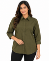 Isle Closet Women's 3/4 Sleeve Button-Down Collared Blouse - Front View (Photo 2)