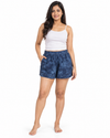 Cinnamon Isle Women's Blue Tie-Dye Elastic Waist Casual Shorts - Front View (Photo 1)