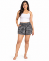 Cinnamon Isle Women's Blue Tie-Dye Elastic Waist Casual Shorts - Front View (Photo 2)