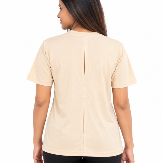 Nuvaara Women's Classic Crew Neck Everyday Cotton T-Shirt - Front View (Photo 3)