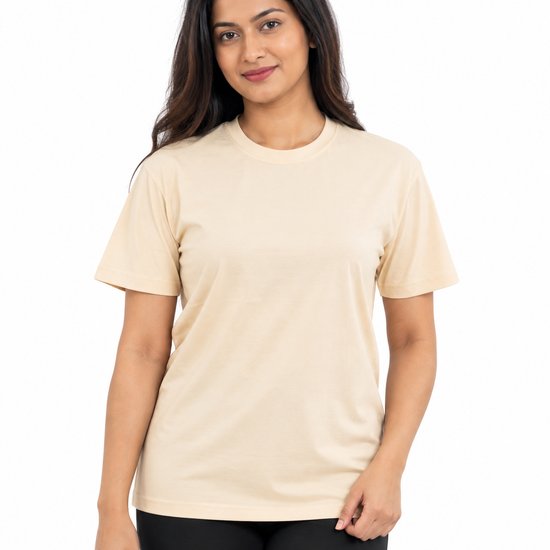 Nuvaara Women's Classic Crew Neck Everyday Cotton T-Shirt - Front View (Photo 1)
