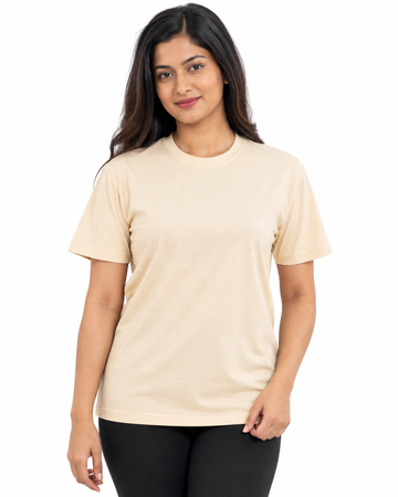 Nuvaara Women's Classic Crew Neck Everyday Cotton T-Shirt - Front View (Photo 1)