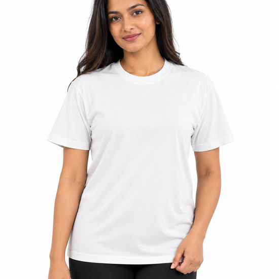 Nuvaara Women's Classic Crew Neck Everyday Cotton T-Shirt - Front View (Photo 4)