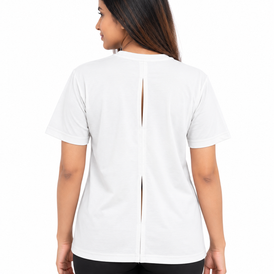 Nuvaara Women's Classic Crew Neck Everyday Cotton T-Shirt - Front View (Photo 5)