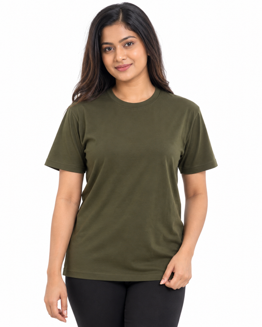 Nuvaara Women's Classic Crew Neck Everyday Cotton T-Shirt - Front View (Photo 2)