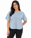 Nuvaara Women's Relaxed Fit High-Low Hem Crew Neck T-Shirt - Front View (Photo 1)