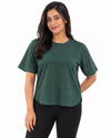 Nuvaara Women's Relaxed Fit High-Low Hem Crew Neck T-Shirt - Front View (Photo 2)