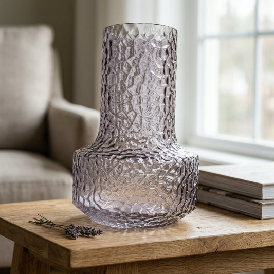 Amber Hammered Diamond Texture Glass Flower Vase