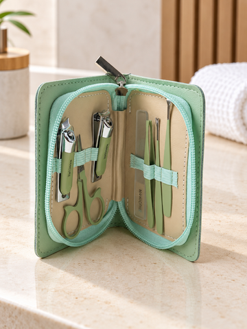 6-Piece Travel Manicure and Grooming Kit in Mint Green Zipper Case by Thilakma Sri Lanka