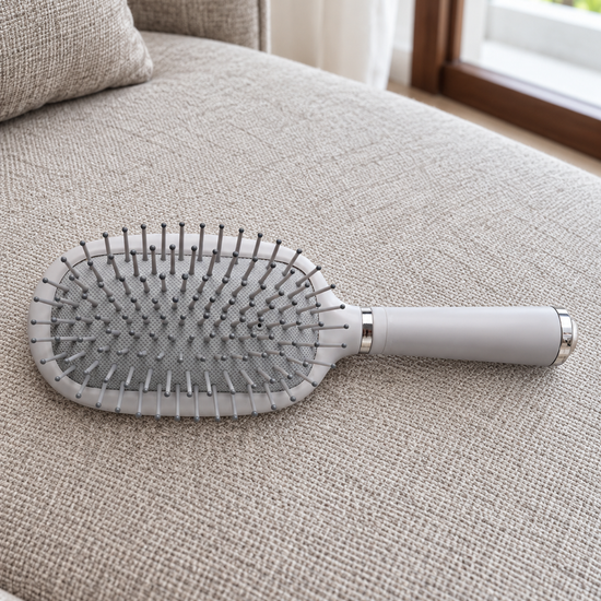 Cushioned Detangling Paddle Hair Brush with Chrome Accent in Grey from Thilakma Sri Lanka