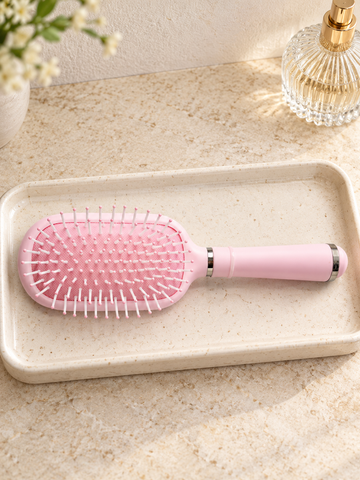 Cushioned Detangling Paddle Hair Brush with Chrome Accent in Pastel Pink from Thilakma Sri Lanka