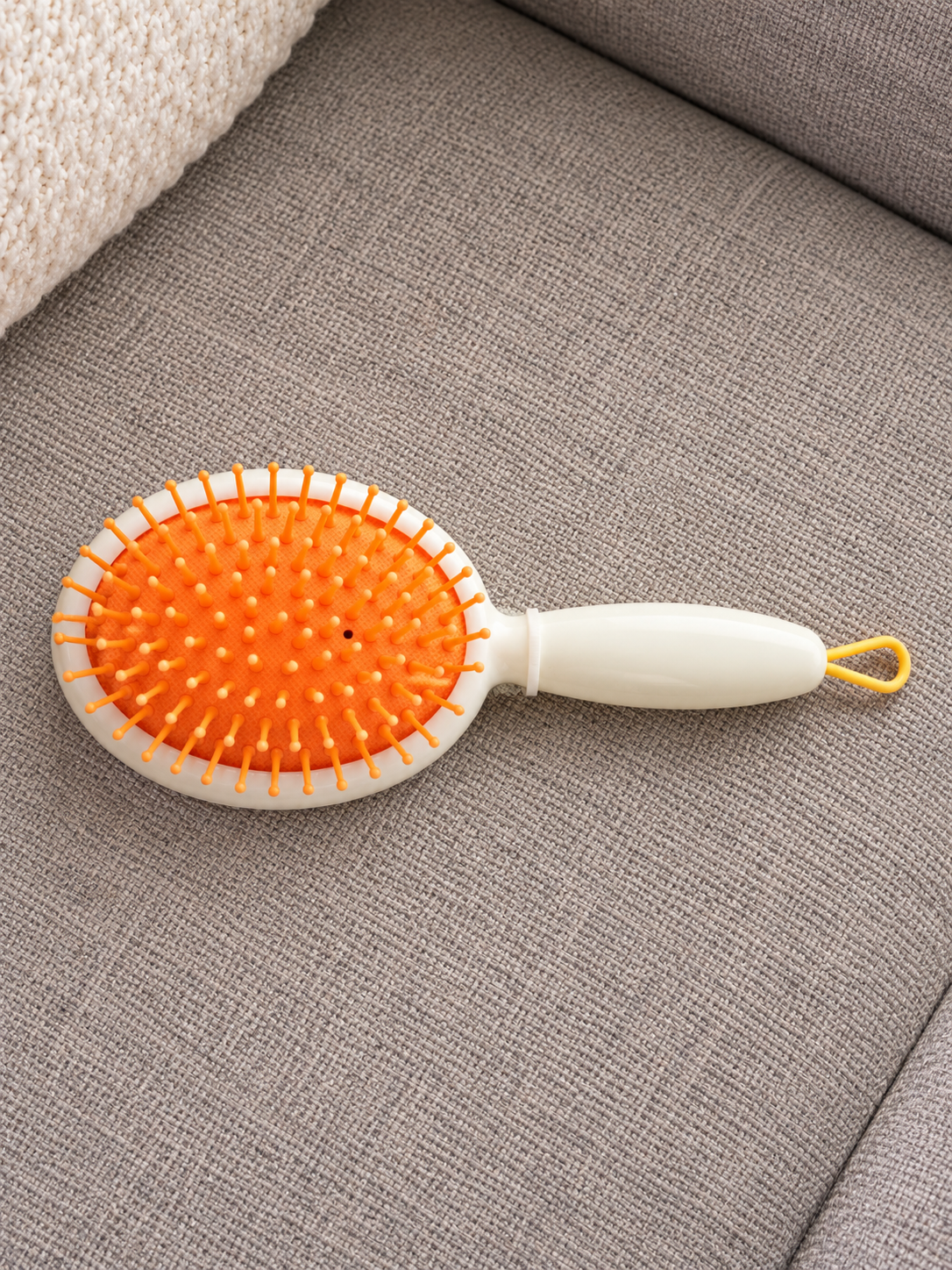Beauuuty White and Orange Mini Paddle Hair Brush with Ball-Tipped Bristles available at Thilakma Sri Lanka