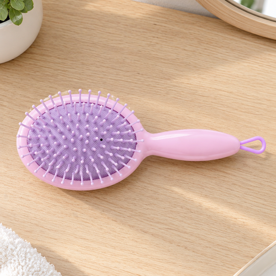 Beauuuty Pastel Lilac Purple Mini Paddle Hair Brush with Ball Tipped Bristles at Thilakma Sri Lanka