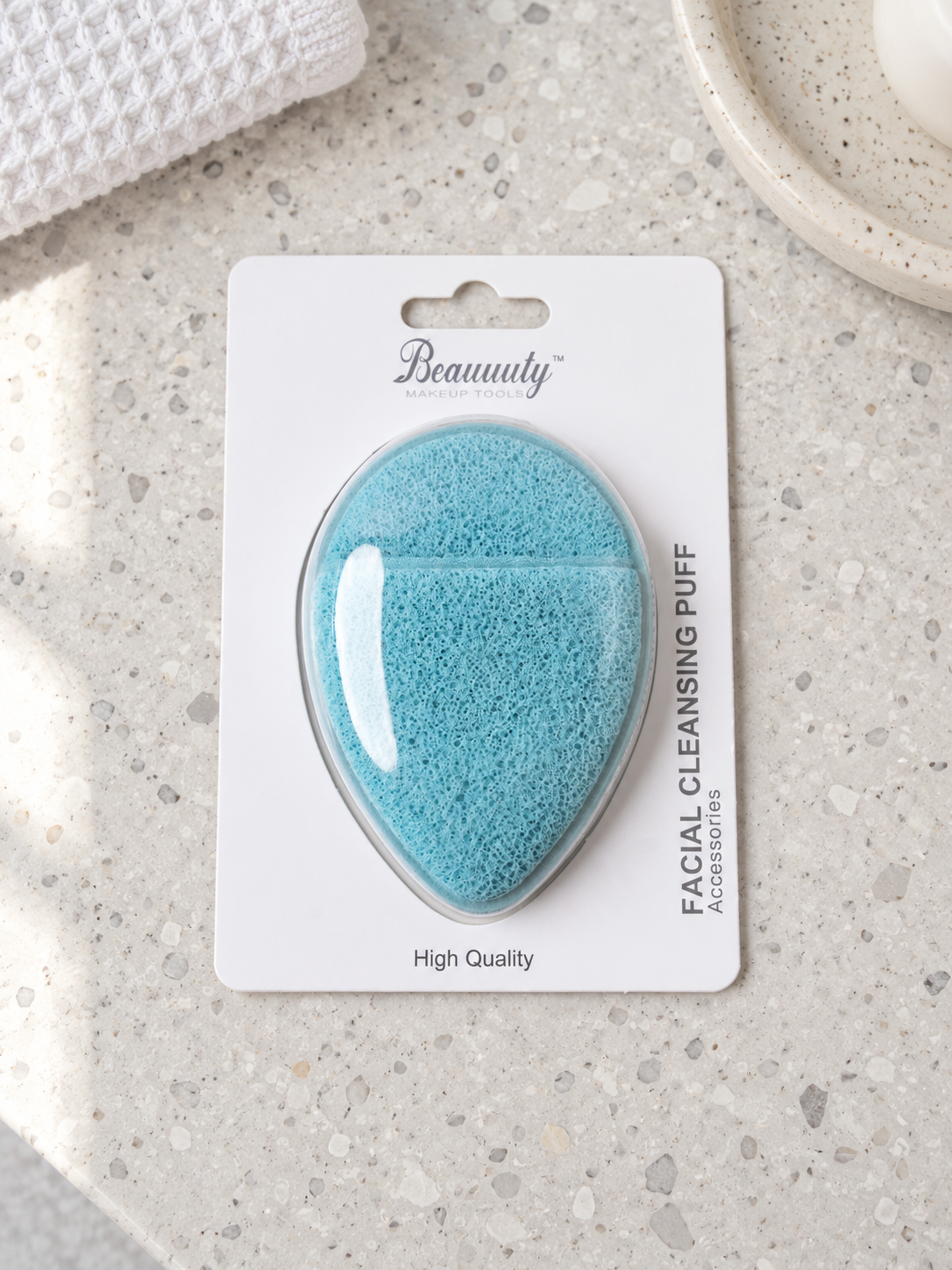 Beauuuty Teal Blue Textured Facial Cleansing Puff with Finger Strap at Thilakma Sri Lanka