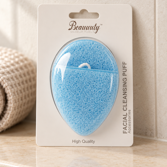 Beauuuty Sky Blue Textured Facial Cleansing Puff with Finger Strap at Thilakma Sri Lanka