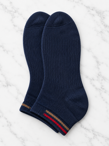 Notch men's low-cut athletic ankle socks in solid navy blue with elasticated cuff for sneaker wear