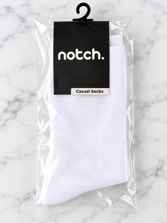Notch classic ribbed cotton white ankle socks in size 19-20 cm suitable for school and daily wear