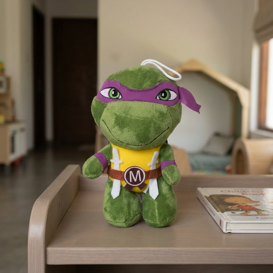T&CO 20cm Donatello Teenage Mutant Ninja Turtle plush toy with purple eye mask and soft green shell